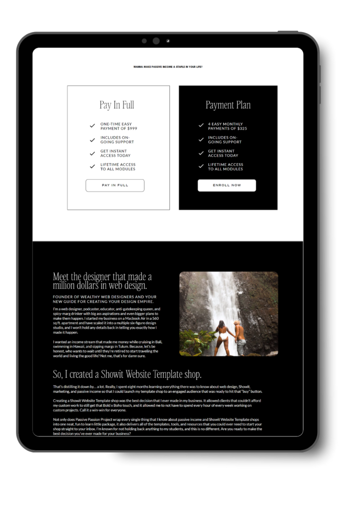 Showit Template Course - Passive Passion Project