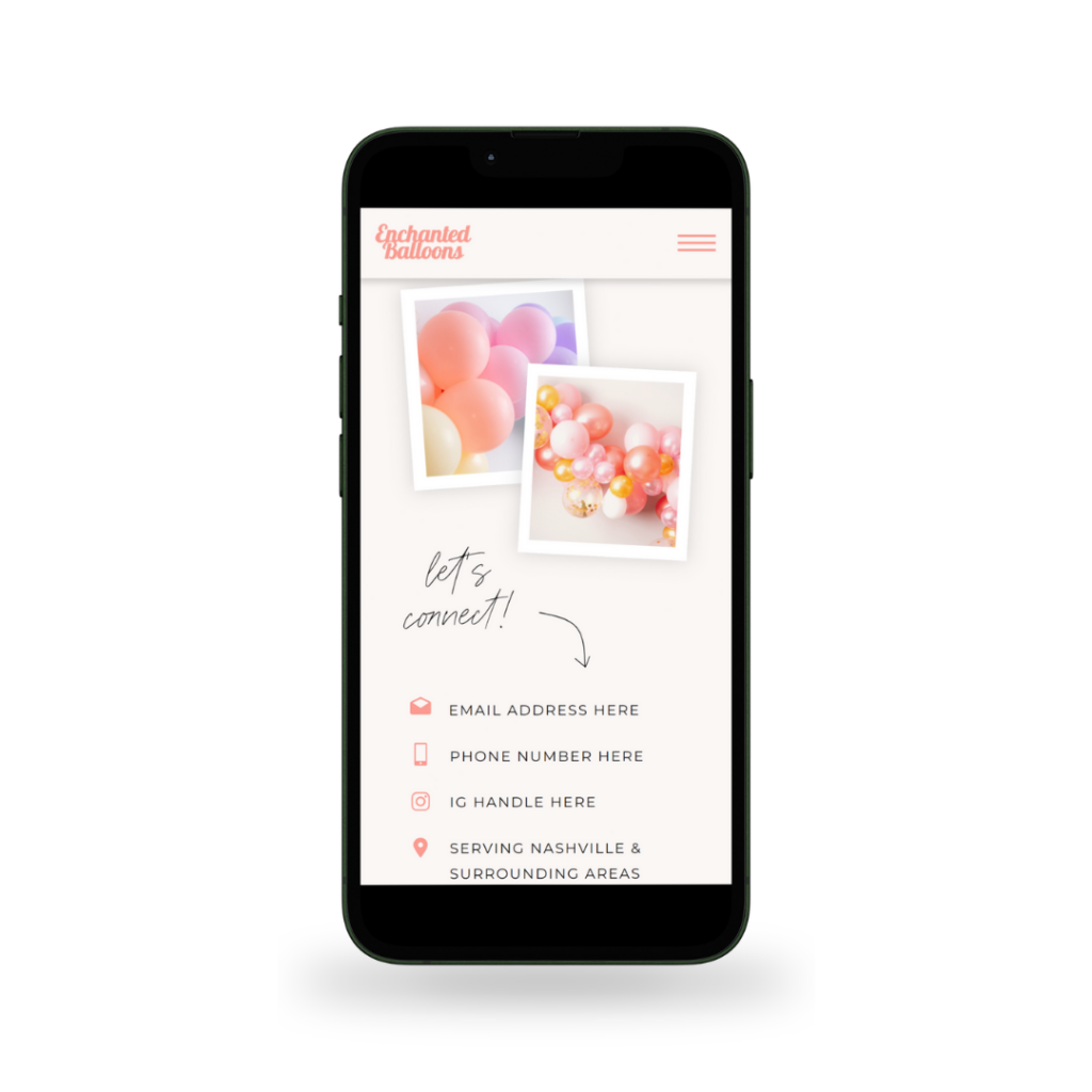 pink and peach balloon artist website mobile