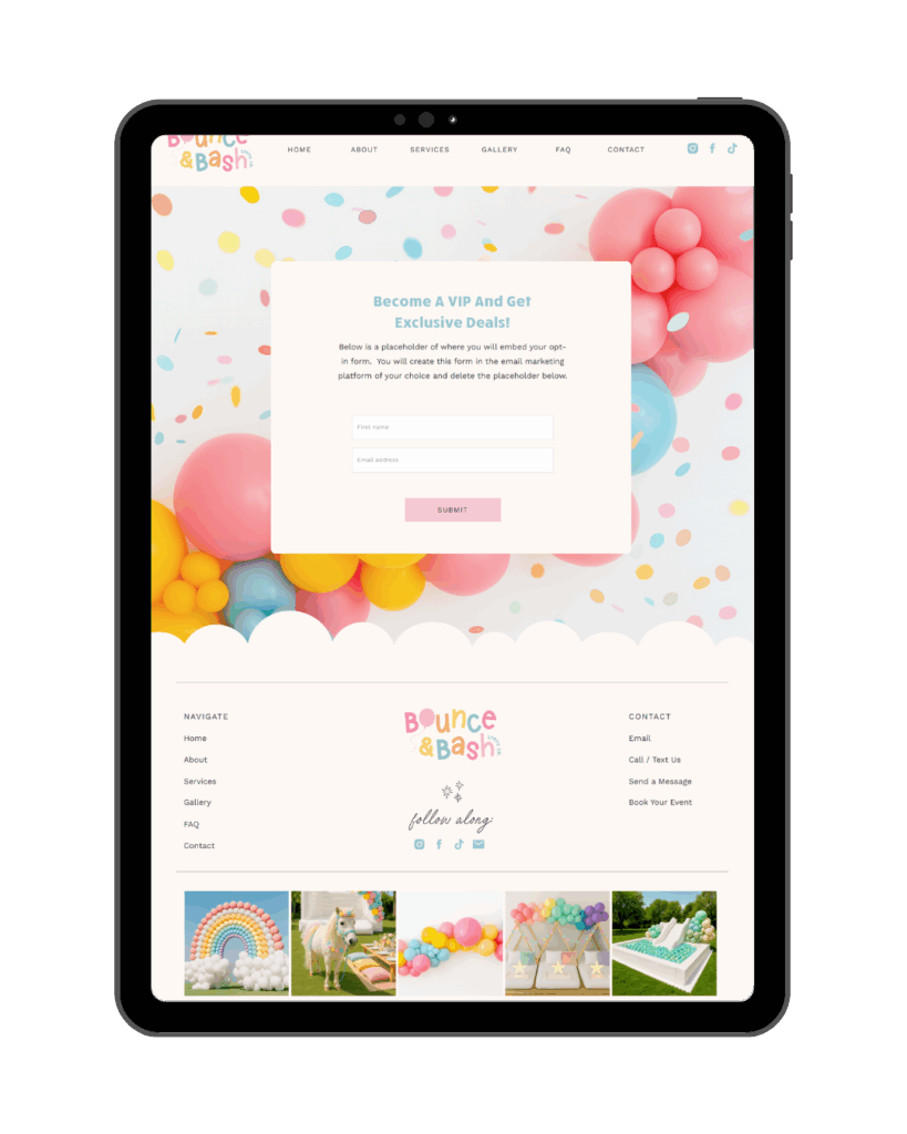 Fun, bright, colorful event planner website