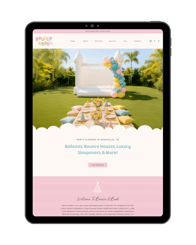 Event Planner Website Template - bright, pastel. joyful, happy, fun, playful