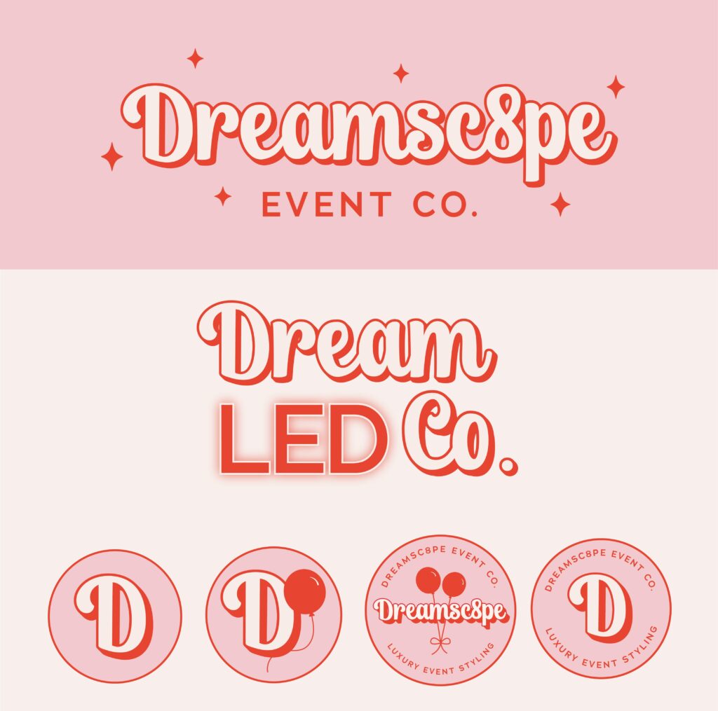 pink and red retro balloon artist logo