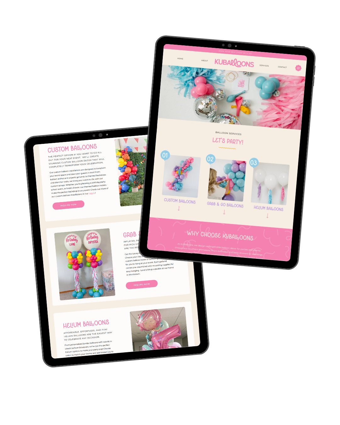 bold, colorful, fun Showit website for balloon artist