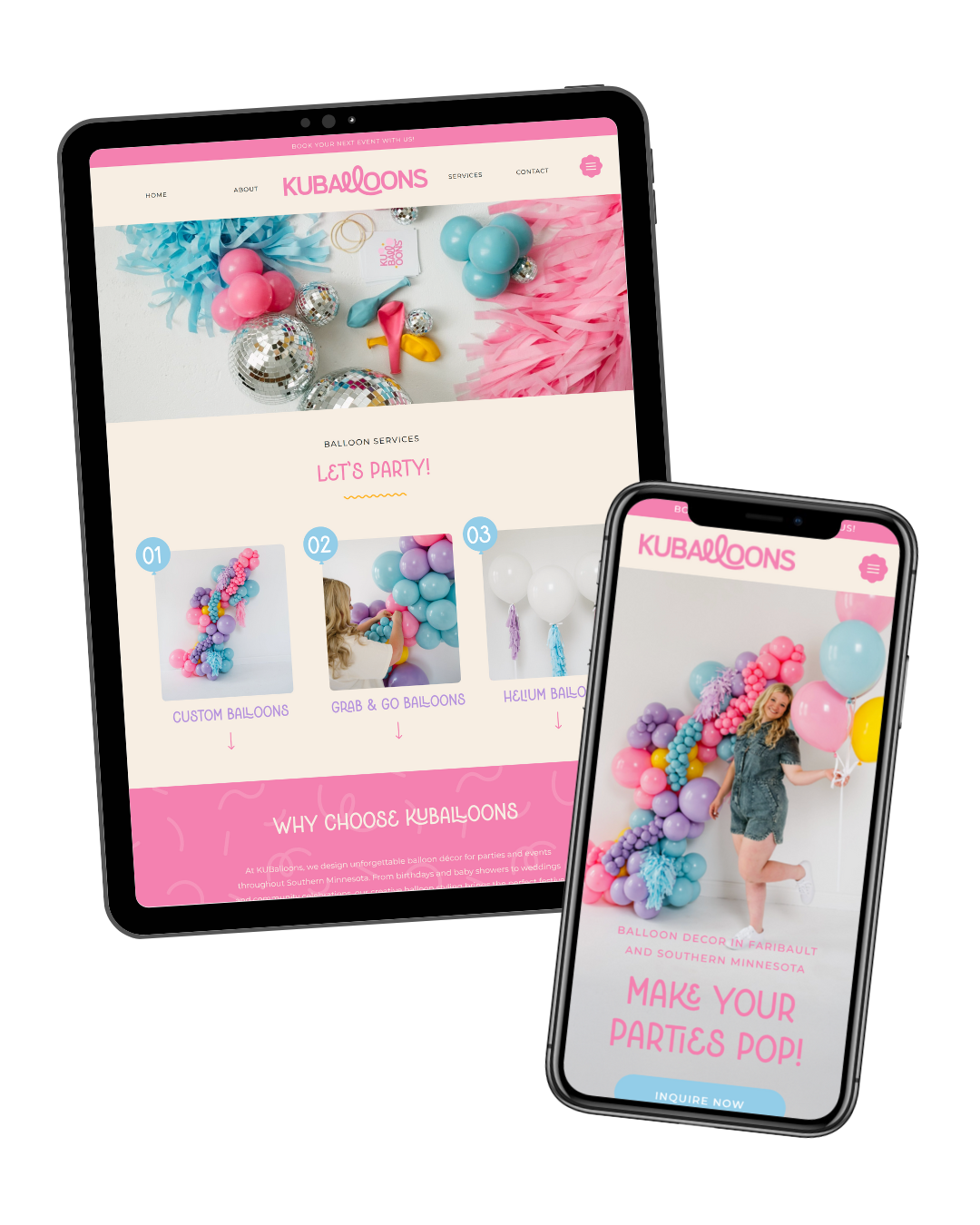 fun, colorful, bold website template for balloon artist