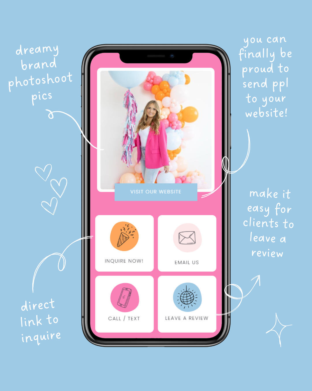 vibrant, fun Showit website for balloon business