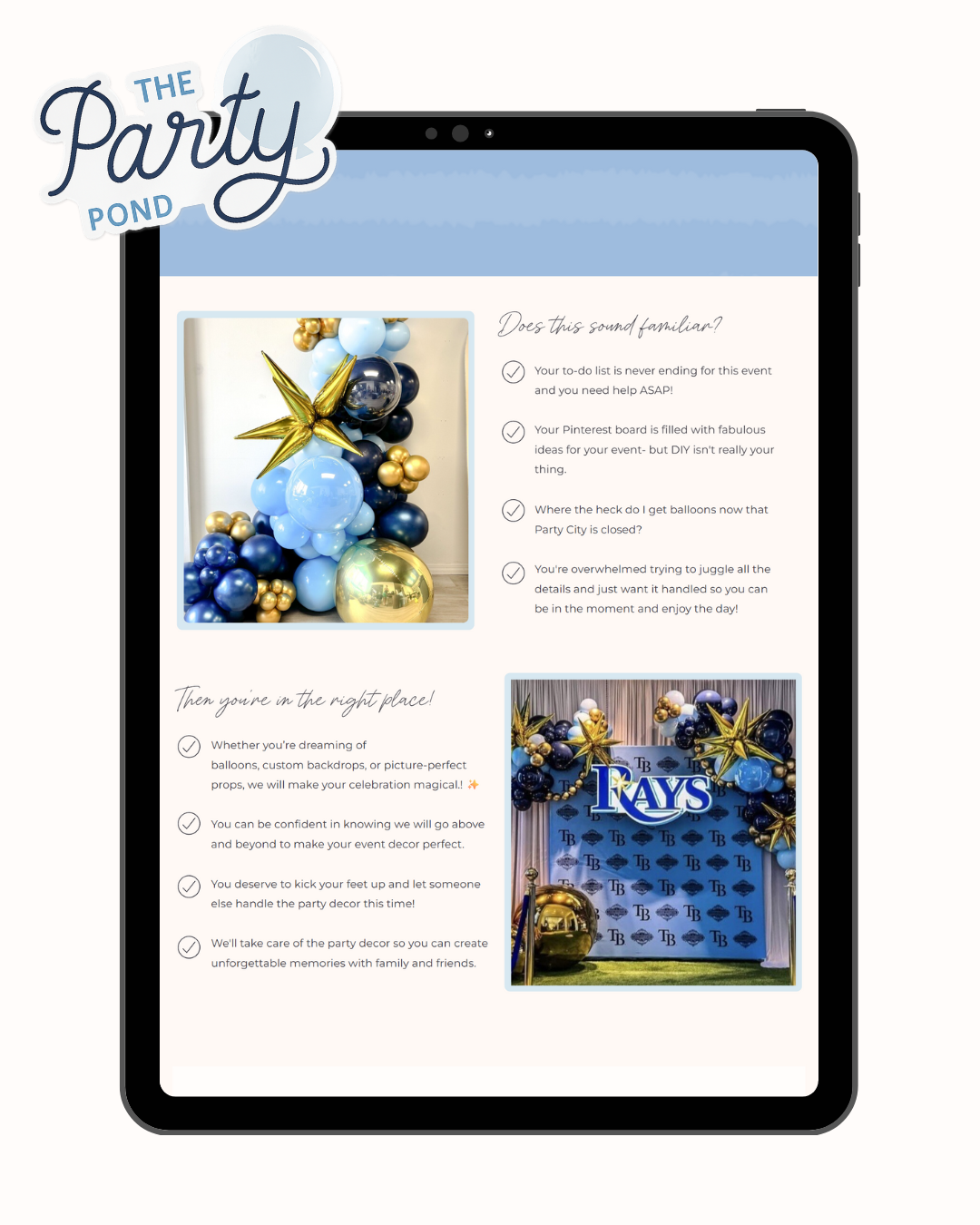 Tampa balloon artist and plarty planner website by Daydream Sites