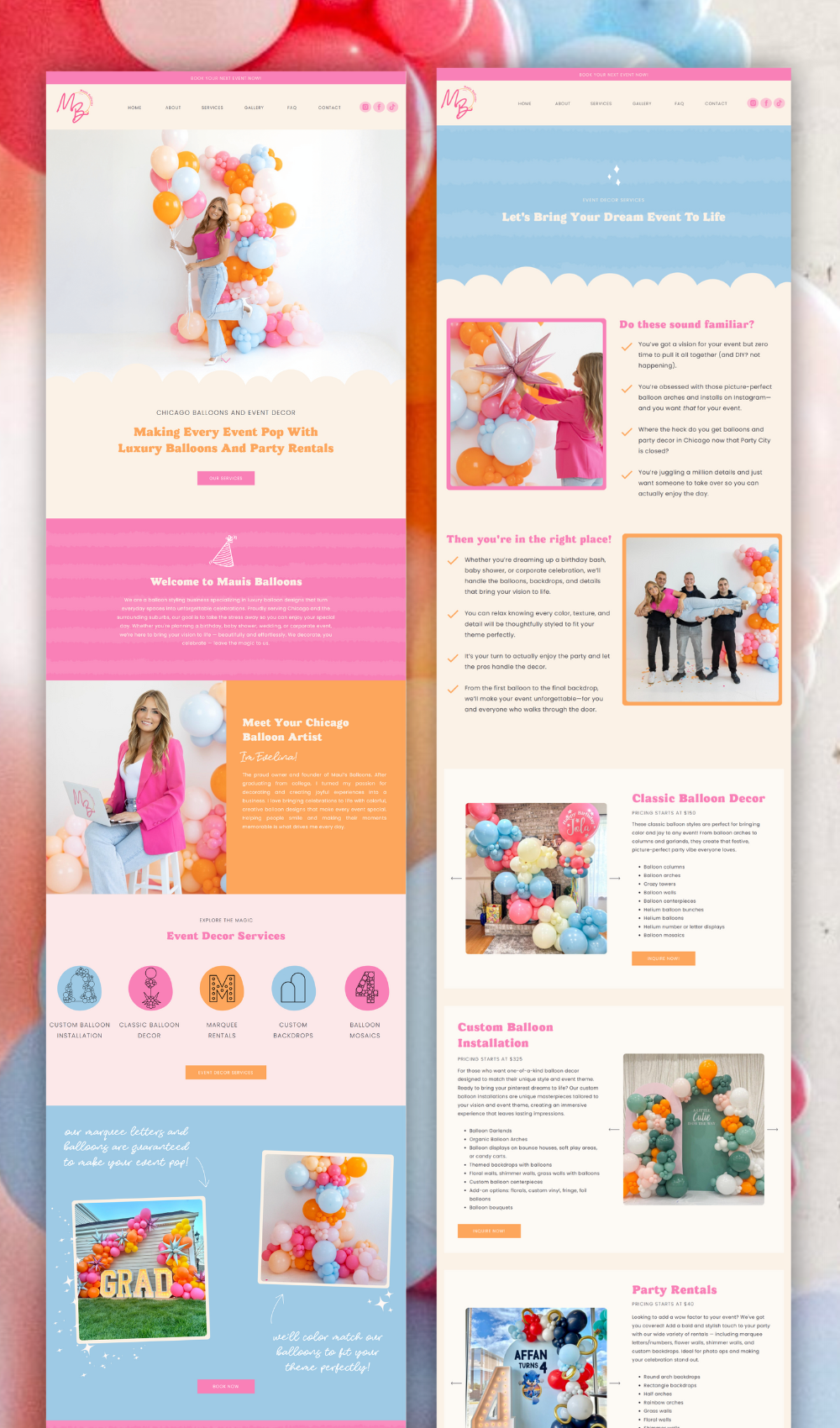 Balloon artist website built with SEO in mind by Daydream Sites