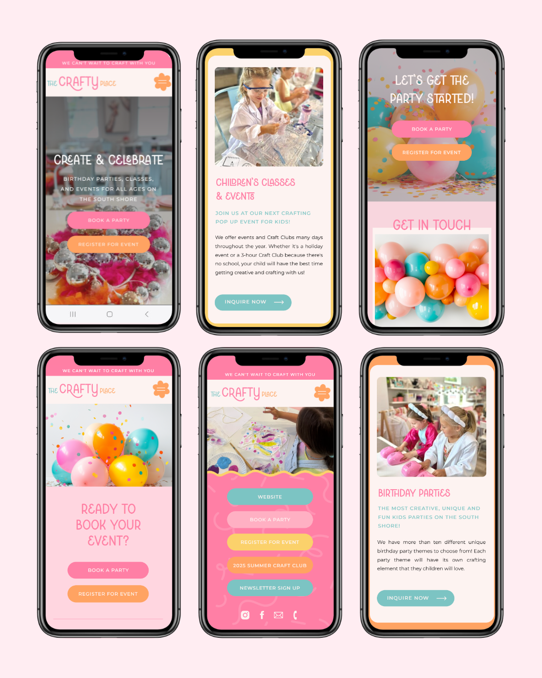 Kids craft studio website template - colorful, happy Showit website