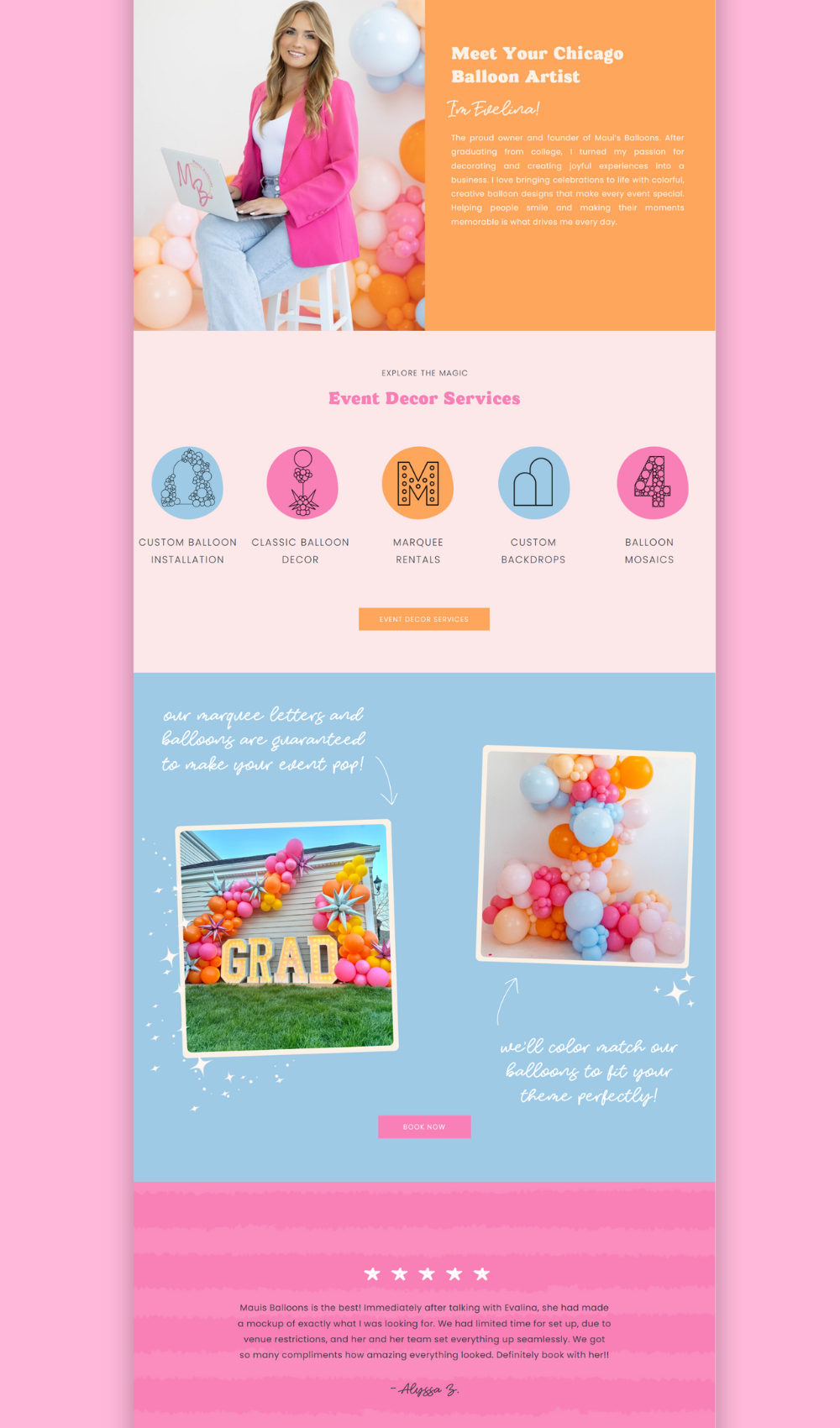 bright and happy website template balloon artist mauis 3