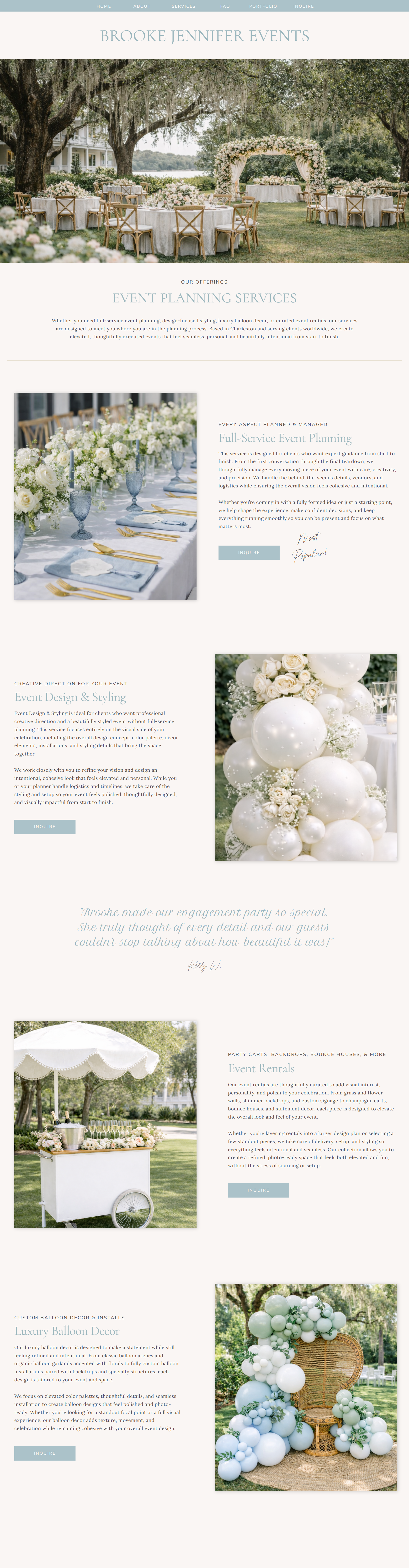 Event Planner balloon artist website template on Showit