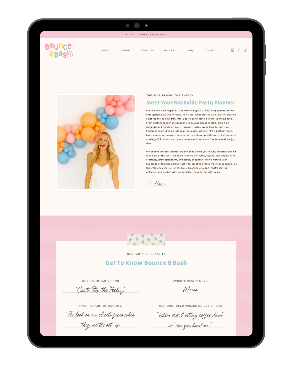 Colorful Showit event planner website template
