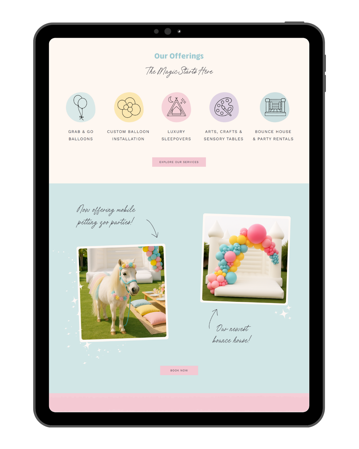 Bright and Happy Showit website template for event planners