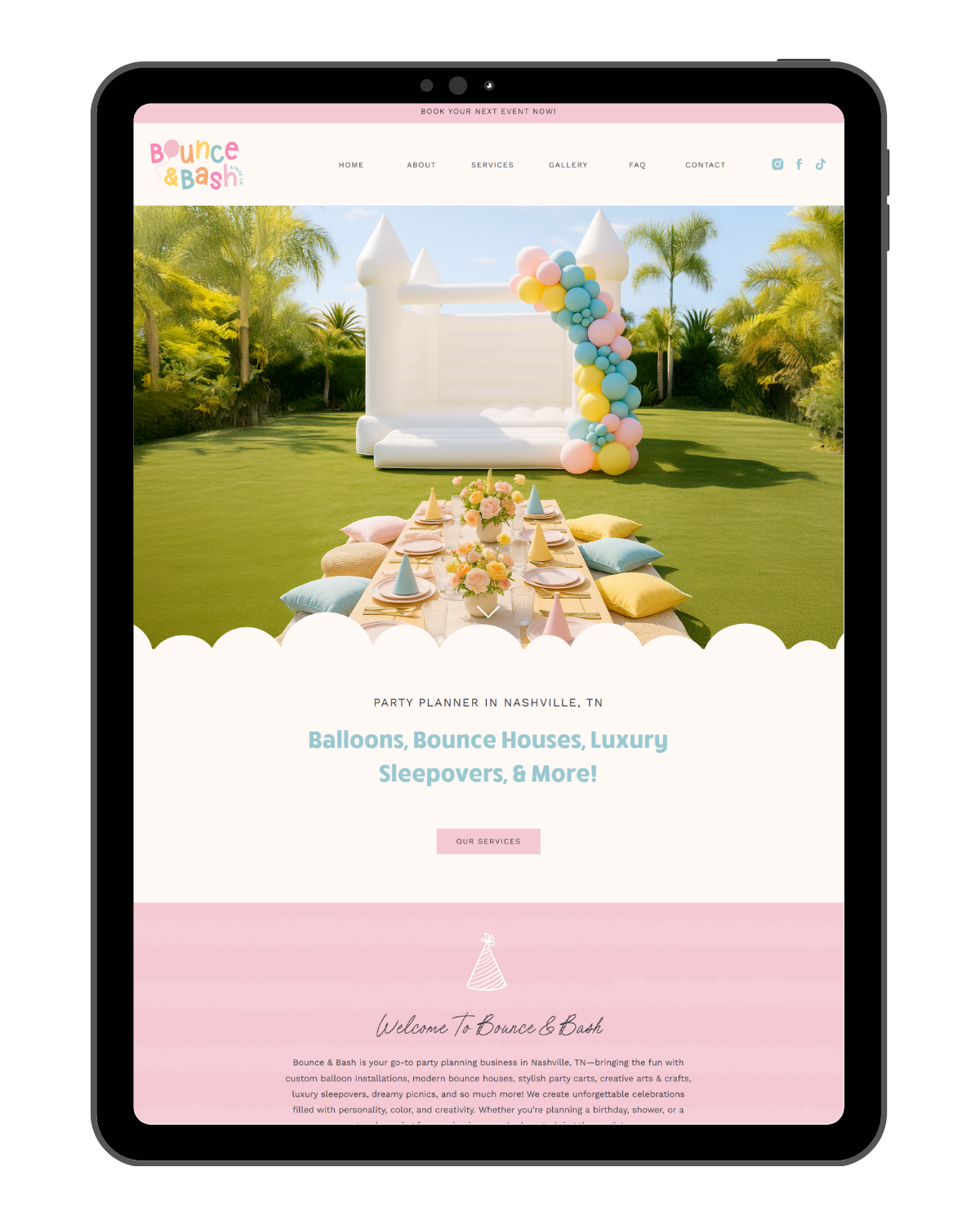 The Party Planner Showit website template for event planners