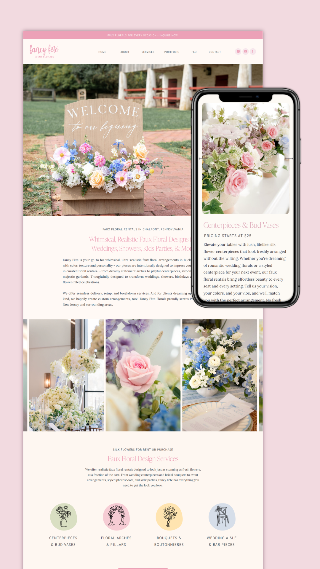 faux floral studio website Showit modern floral designer SEO