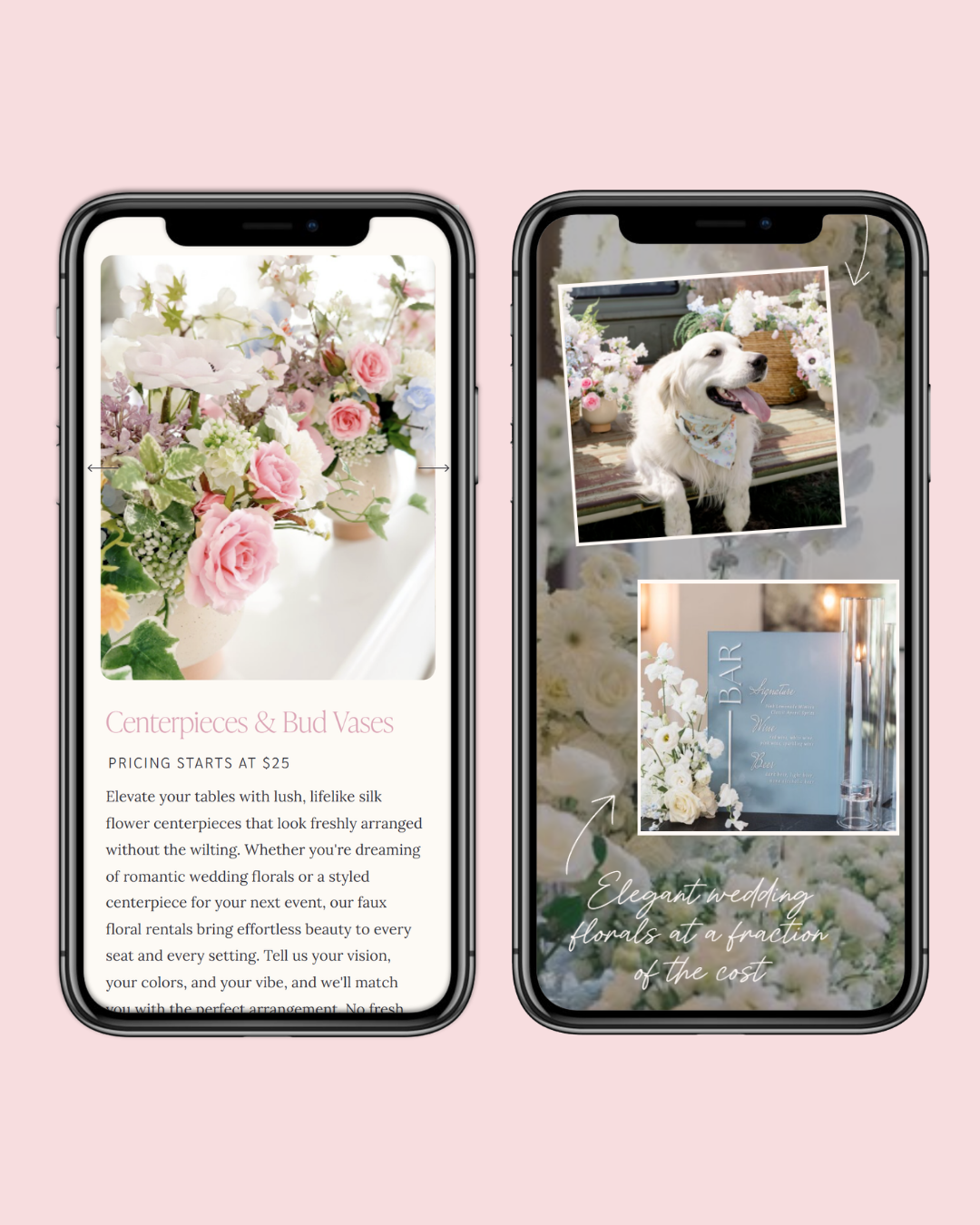 Fancy Fete Florals faux floral website design by Daydream Sites - Website in a Week on Showit