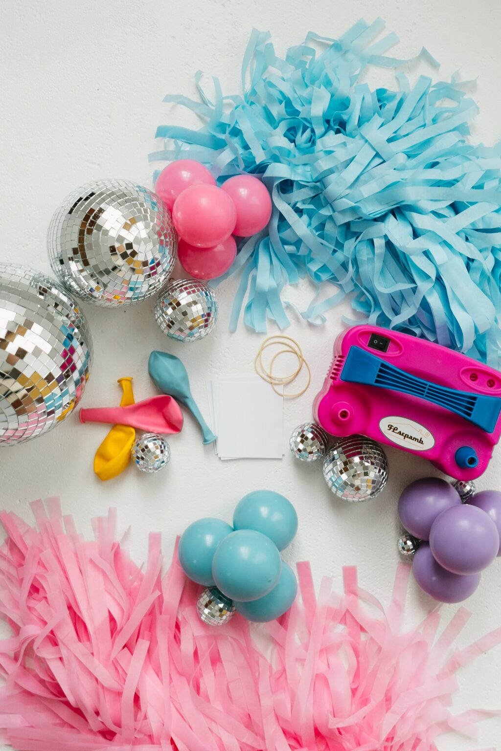 balloon brand shoot pink blue supplies flatlay kuballoons