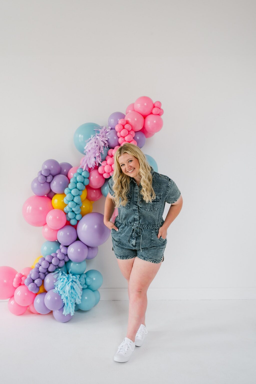 balloon brand shoot woman pastel garland kuballoons