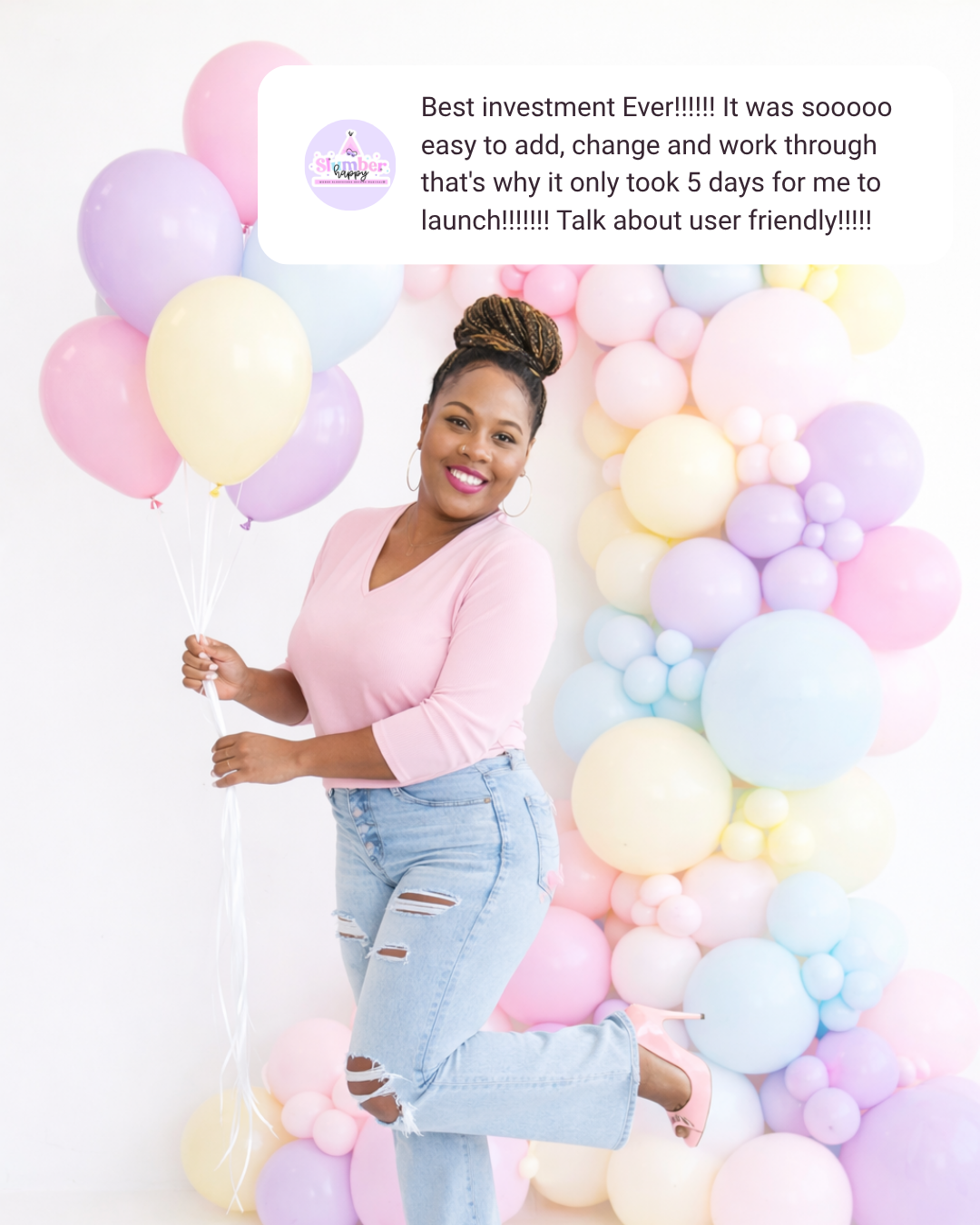luxury slumber party business website review and testimonial