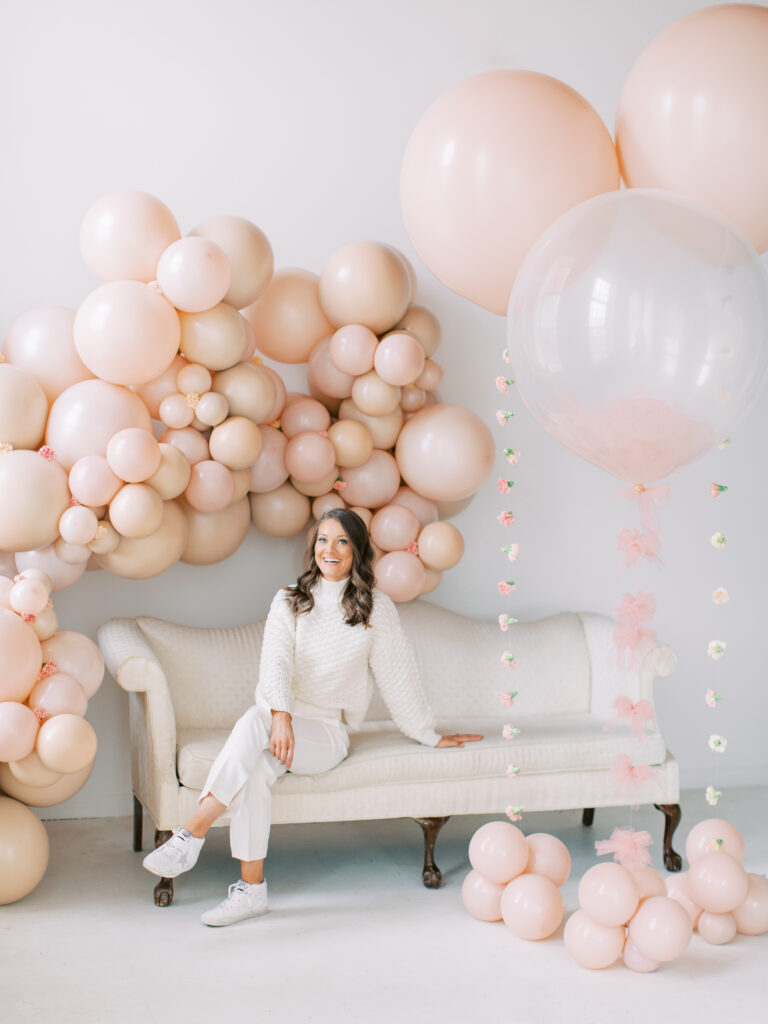 pink peach balloon photoshoot for balloon business