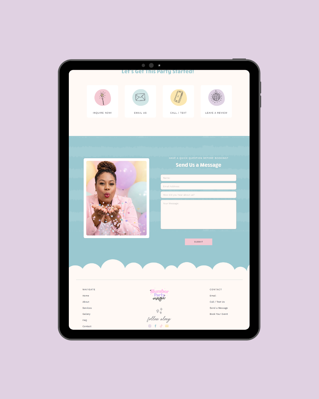 luxury slumber party website