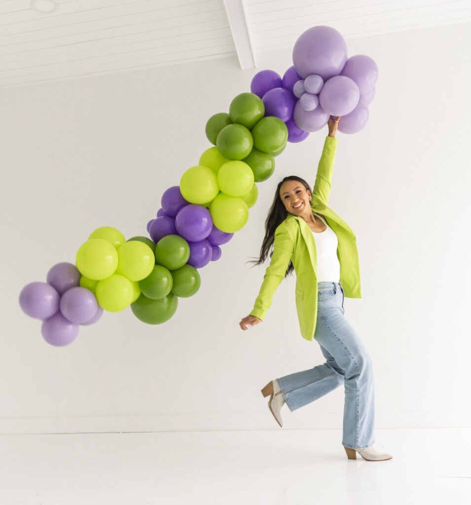 balloon brand shoot woman purple lavender subtle flex