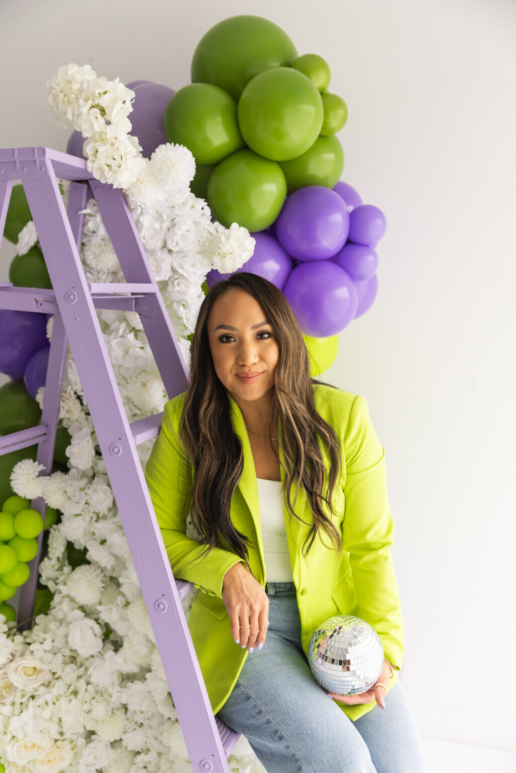 balloon brand shoot purple green floral ladder subtle flex