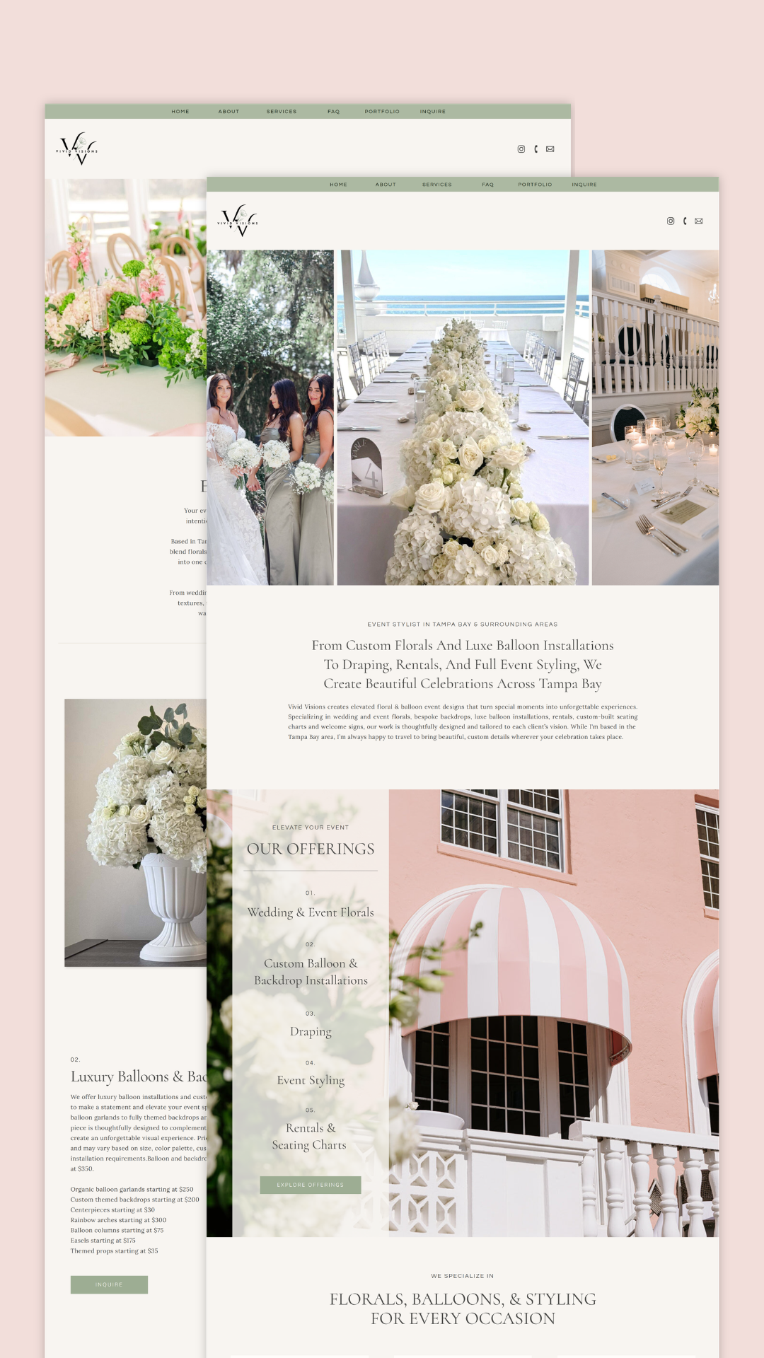 Floral designer website design on Showit built to position a floral studio for premium pricing