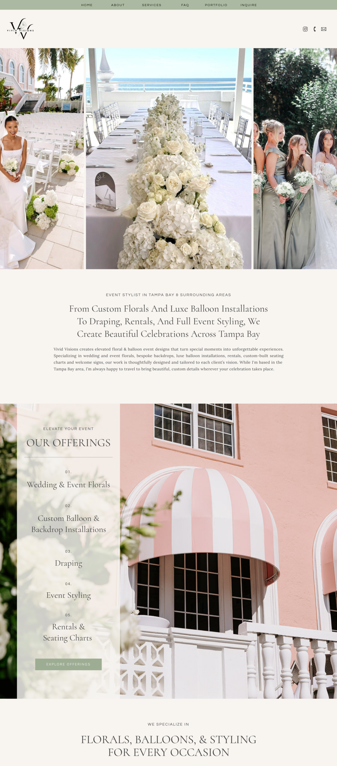 Custom Showit website design for a luxury floral designer and event stylist