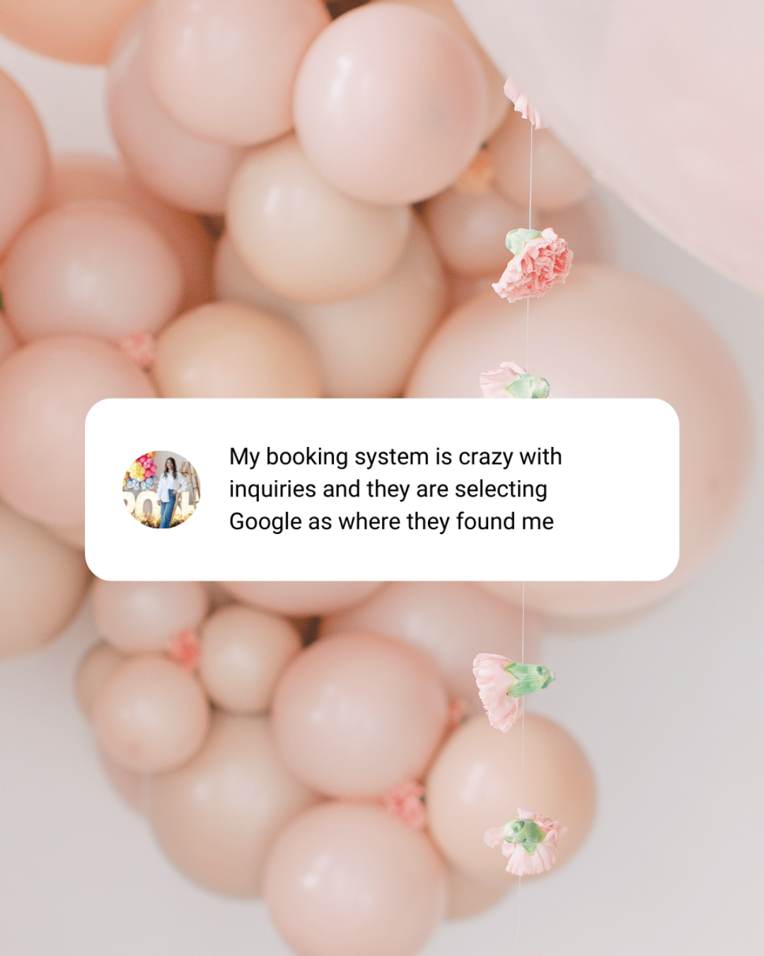 Message from a balloon business owner about her new website