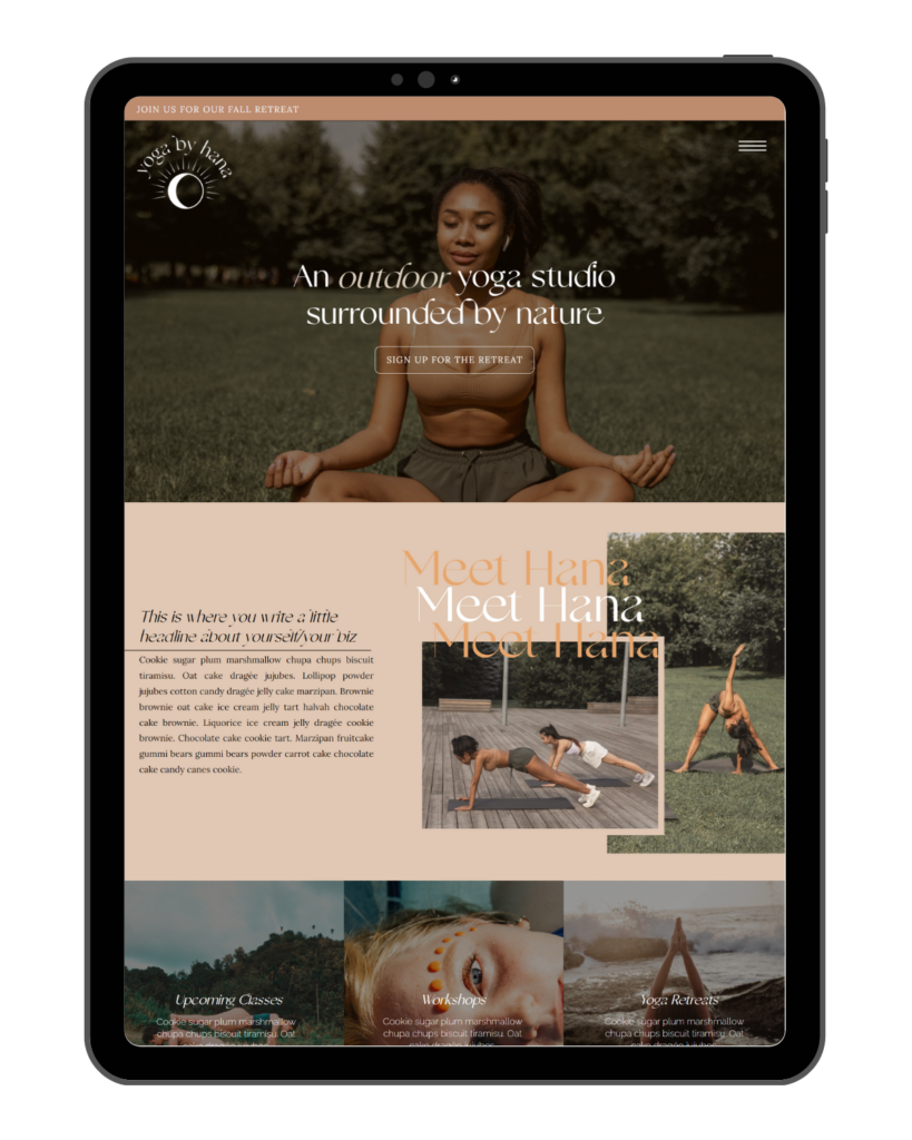 orange, peach yoga website