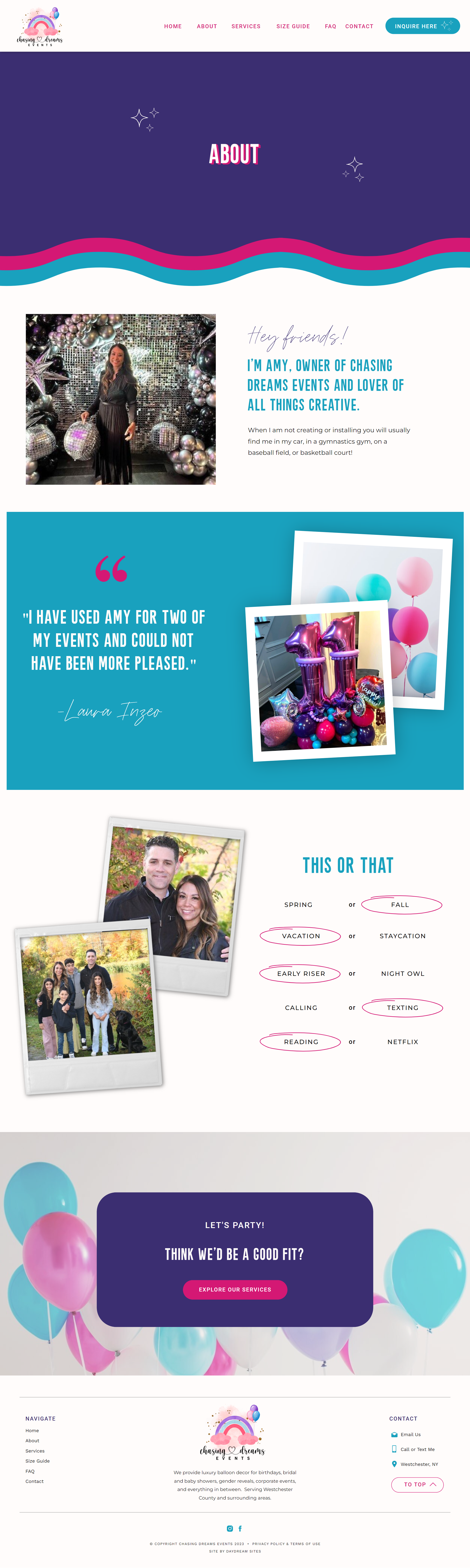 Fun, creative balloon artist or event planner website