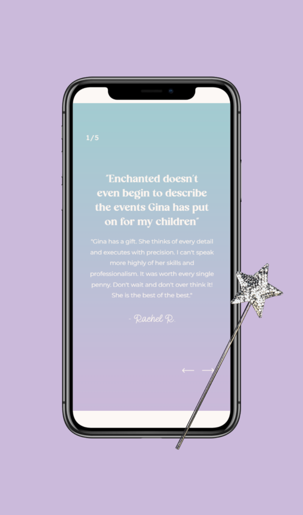 whimsical website for luxury childrens event planning business