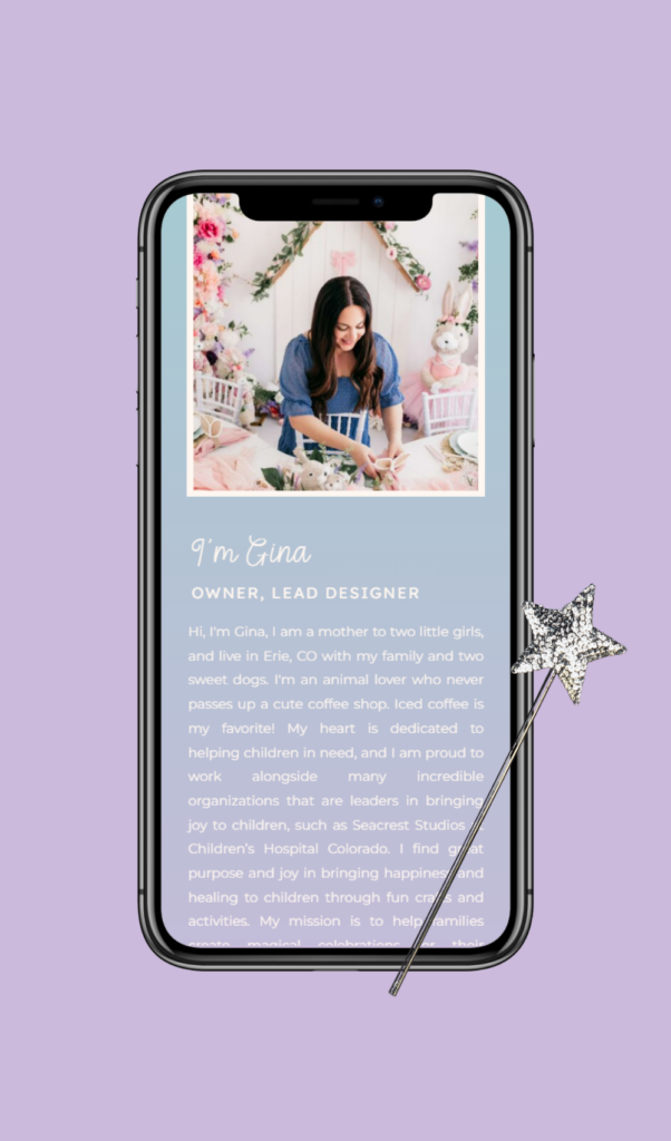 whimsical, enchanting website for luxury kids party planner