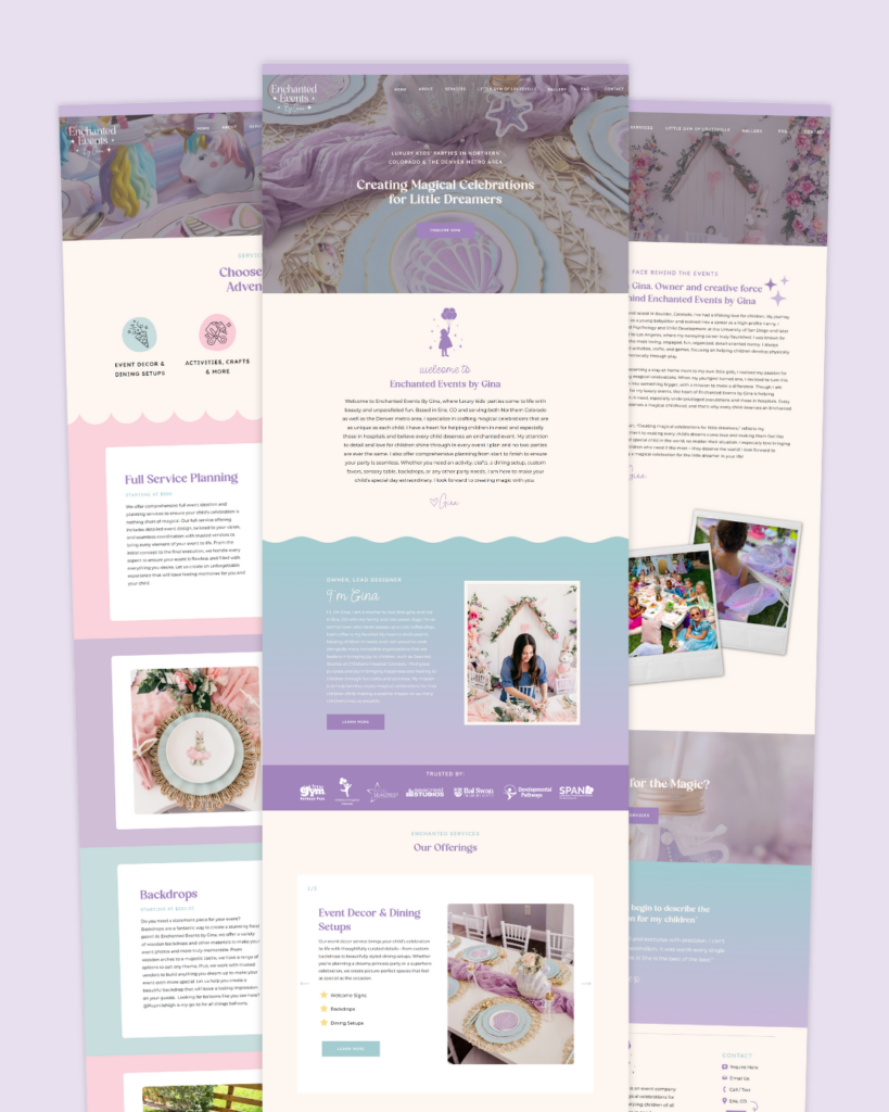 Luxury Kids Event Planner Website and Logo by Daydream Sites