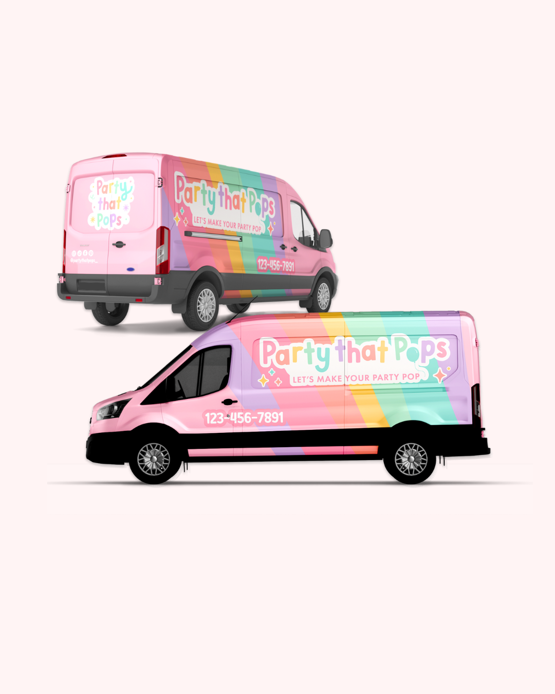 Van Wrap Design for Balloon Business, Party Planner, Event Planner - bright, colorful, fun, pastel
