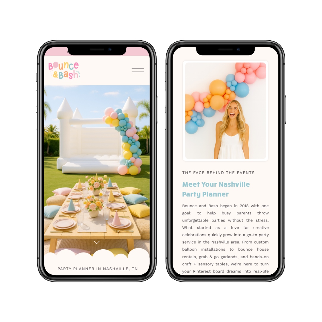 Event Planner Website Template - bright, pastel. joyful, happy, fun, playful