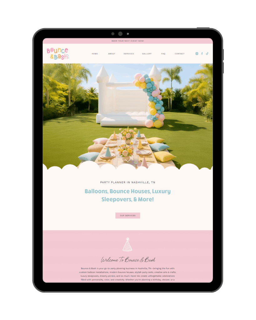 Event Planner Website Template - bright, pastel. joyful, happy, fun, playful